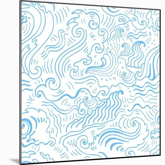 Grange Sea Background. Seamless Hand-Drawn Vector Illustration-Katyau-Mounted Art Print