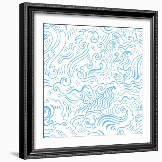 Grange Sea Background. Seamless Hand-Drawn Vector Illustration-Katyau-Framed Art Print