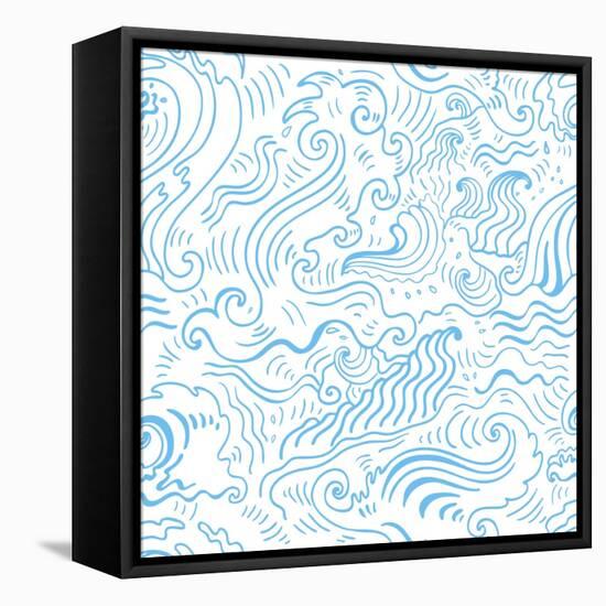 Grange Sea Background. Seamless Hand-Drawn Vector Illustration-Katyau-Framed Stretched Canvas