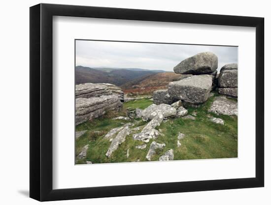 Granite Boulders on Tor Overlooking Dart Valley, Dartmoor Nat'l Pk, Devon, England, UK-David Lomax-Framed Photographic Print