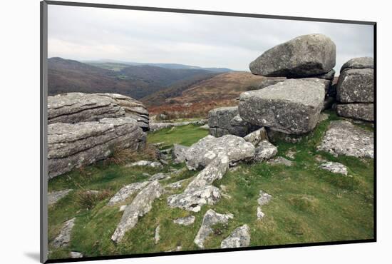 Granite Boulders on Tor Overlooking Dart Valley, Dartmoor Nat'l Pk, Devon, England, UK-David Lomax-Mounted Photographic Print