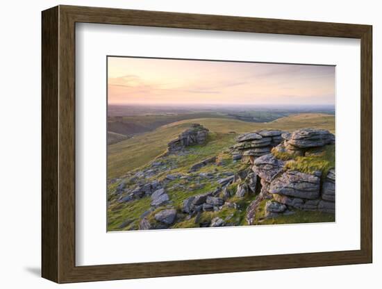 Granite outcrops at Black Tor on a summer evening, Dartmoor National Park, Devon, England. Summer (-Adam Burton-Framed Photographic Print