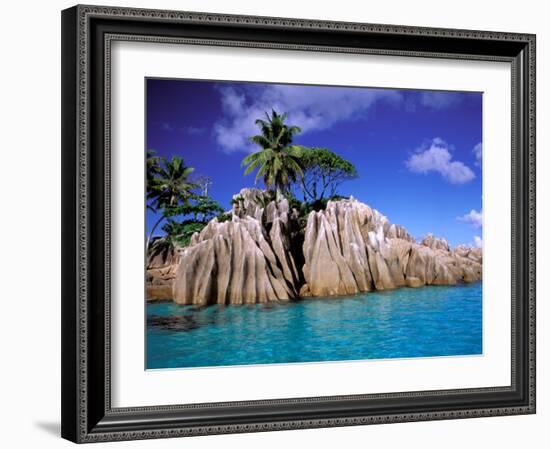 Granite Outcrops, La Digue Island, Seychelles, Africa-Pete Oxford-Framed Photographic Print