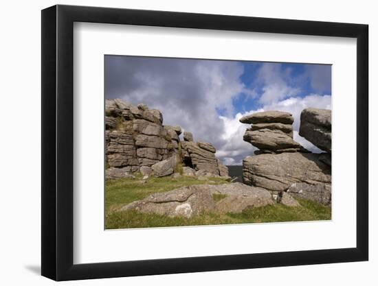 Granite outcrops on Middle Staple Tor in Dartmoor National Park, Devon, England-Adam Burton-Framed Photographic Print