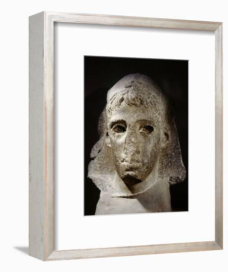 Granite portrait head of Ptolemy VI Philometer, Ancient Egyptian, Ptolemaic period, 180-145 BC-Werner Forman-Framed Photographic Print