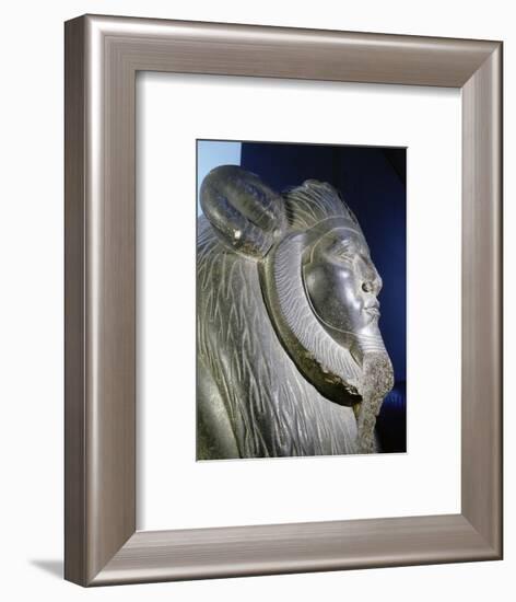 Granite portrait sphinx of Amenemhat III, Ancient Egyptian, Middle Kingdom, 12th dynasty, c1850 BC-Werner Forman-Framed Giclee Print