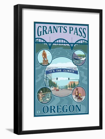 Grants Pass, Oregon - Scenic Travel Poster-Lantern Press-Framed Art Print