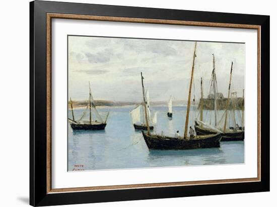 Granville, Fishing Boats, C.1860-Jean-Baptiste-Camille Corot-Framed Giclee Print