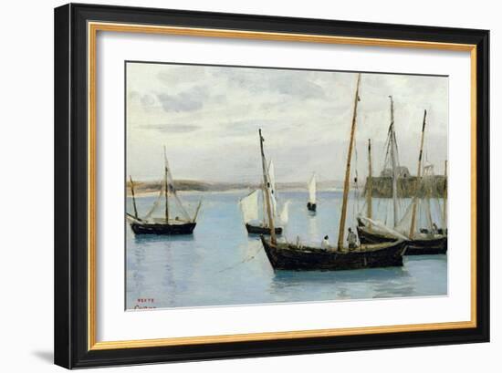 Granville, Fishing Boats, C.1860-Jean-Baptiste-Camille Corot-Framed Giclee Print