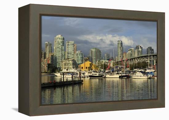 Granville Island, Vancouver and skyline, Vancouver, British Columbia, Canada, North America-Richard Cummins-Framed Premier Image Canvas