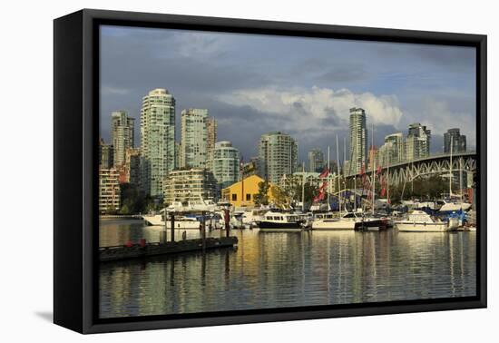 Granville Island, Vancouver and skyline, Vancouver, British Columbia, Canada, North America-Richard Cummins-Framed Premier Image Canvas