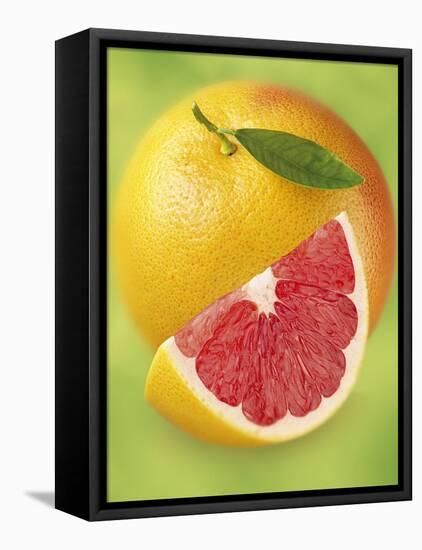 Grapefruit and Wedge of Grapefruit with Pink Flesh-null-Framed Premier Image Canvas