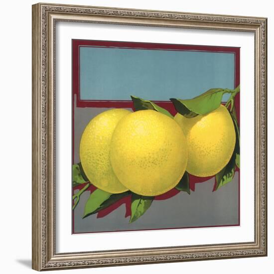 Grapefruit Branch - Citrus Crate Label-Lantern Press-Framed Art Print