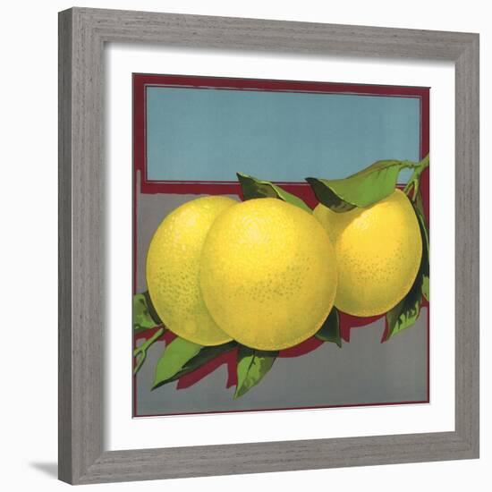 Grapefruit Branch - Citrus Crate Label-Lantern Press-Framed Art Print