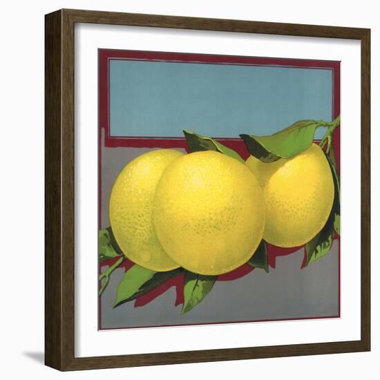 Grapefruit Branch - Citrus Crate Label-Lantern Press-Framed Art Print