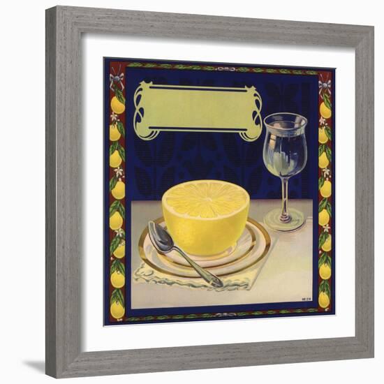 Grapefruit on Plate - Citrus Crate Label-Lantern Press-Framed Art Print