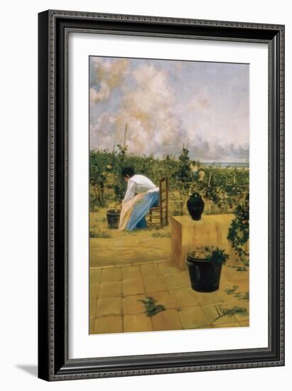 Grapeharvest in Sitges-Joaquim de Miro y Argenter-Framed Art Print