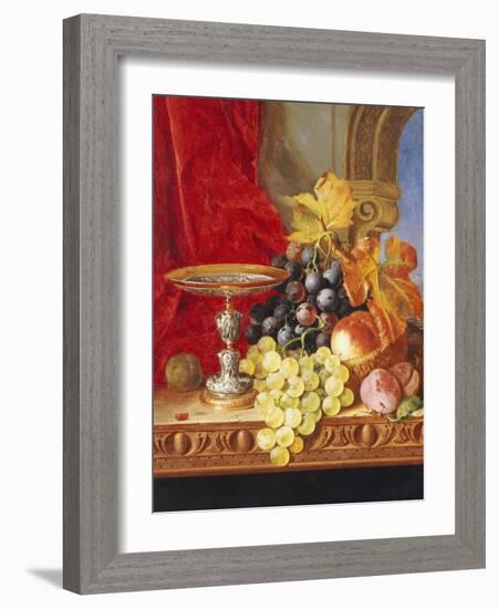 Grapes and a Peach with a Tazza on a Table at a Window-Edward Ladell-Framed Giclee Print