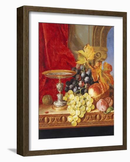 Grapes and a Peach with a Tazza on a Table at a Window-Edward Ladell-Framed Giclee Print