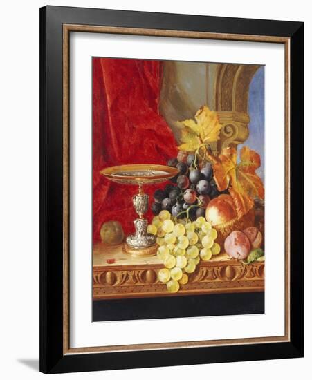 Grapes and a Peach with a Tazza on a Table at a Window-Edward Ladell-Framed Giclee Print