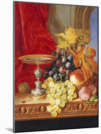 Grapes and a Peach with a Tazza on a Table at a Window-Edward Ladell-Mounted Giclee Print