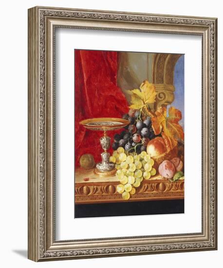 Grapes and a Peach with a Tazza on a Table at a Window-Edward Ladell-Framed Giclee Print