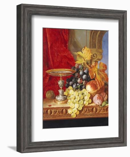 Grapes and a Peach with a Tazza on a Table at a Window-Edward Ladell-Framed Giclee Print