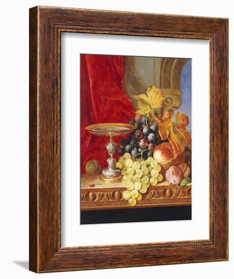 Grapes and a Peach with a Tazza on a Table at a Window-Edward Ladell-Framed Giclee Print