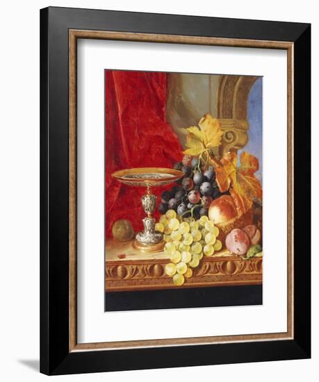 Grapes and a Peach with a Tazza on a Table at a Window-Edward Ladell-Framed Giclee Print