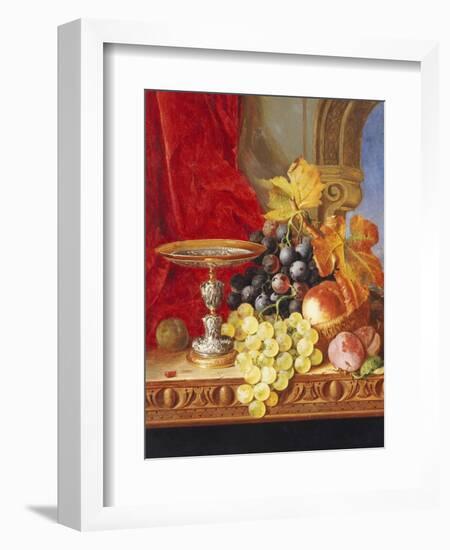 Grapes and a Peach with a Tazza on a Table at a Window-Edward Ladell-Framed Giclee Print