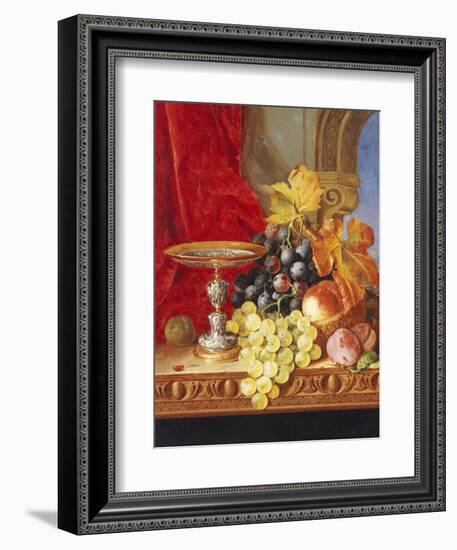 Grapes and a Peach with a Tazza on a Table at a Window-Edward Ladell-Framed Giclee Print