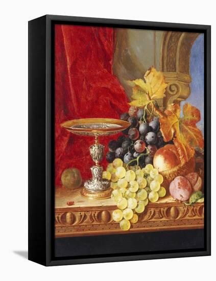 Grapes and a Peach with a Tazza on a Table at a Window-Edward Ladell-Framed Premier Image Canvas