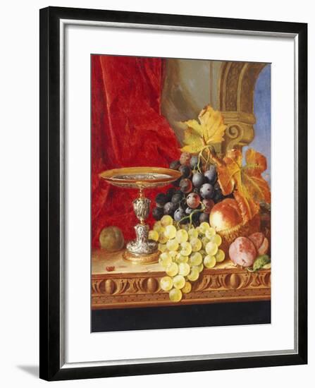 Grapes and a Peach with a Tazza on a Table at a Window-Edward Ladell-Framed Giclee Print