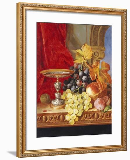 Grapes and a Peach with a Tazza on a Table at a Window-Edward Ladell-Framed Giclee Print