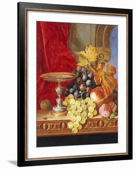 Grapes and a Peach with a Tazza on a Table at a Window-Edward Ladell-Framed Giclee Print