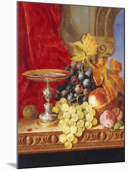 Grapes and a Peach with a Tazza on a Table at a Window-Edward Ladell-Mounted Giclee Print