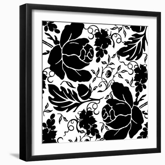 Grapes and Buds Black and White-Mindy Sommers-Framed Giclee Print