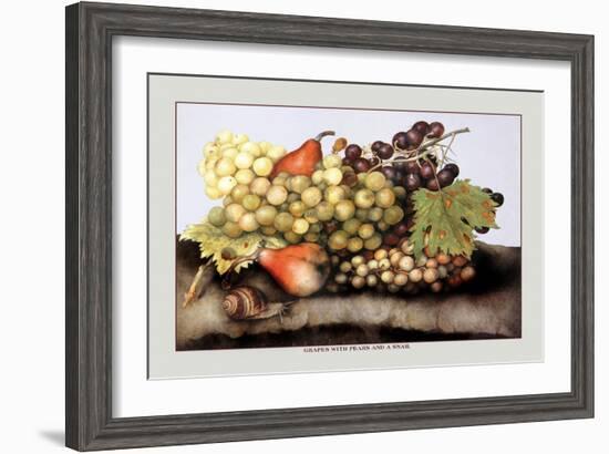 Grapes and Pears with a Snail-Giovanna Garzoni-Framed Art Print