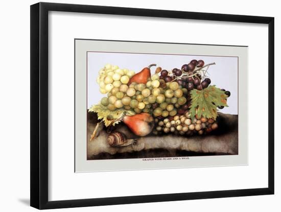 Grapes and Pears with a Snail-Giovanna Garzoni-Framed Art Print