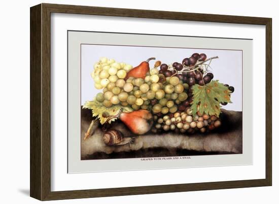 Grapes and Pears with a Snail-Giovanna Garzoni-Framed Art Print