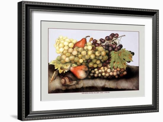 Grapes and Pears with a Snail-Giovanna Garzoni-Framed Art Print