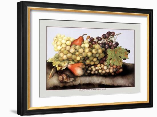 Grapes and Pears with a Snail-Giovanna Garzoni-Framed Art Print