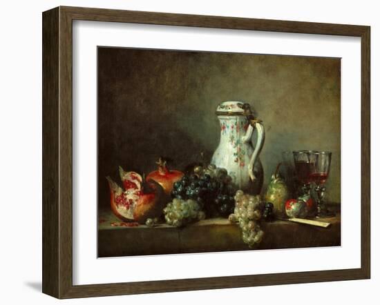 Grapes and Pomegranates-Jean-Baptiste Simeon Chardin-Framed Giclee Print