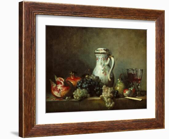 Grapes and Pomegranates-Jean-Baptiste Simeon Chardin-Framed Giclee Print