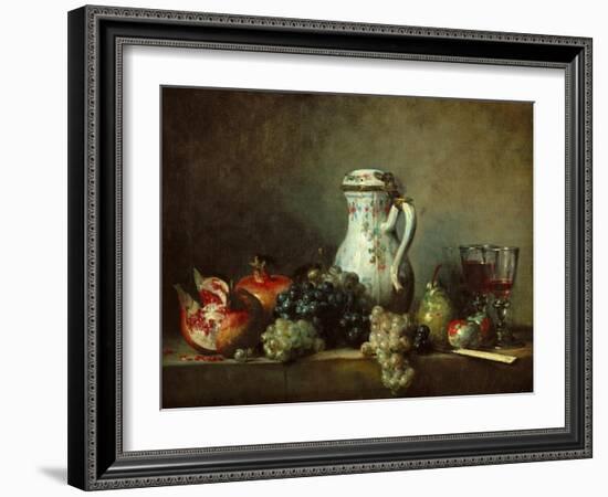 Grapes and Pomegranates-Jean-Baptiste Simeon Chardin-Framed Giclee Print