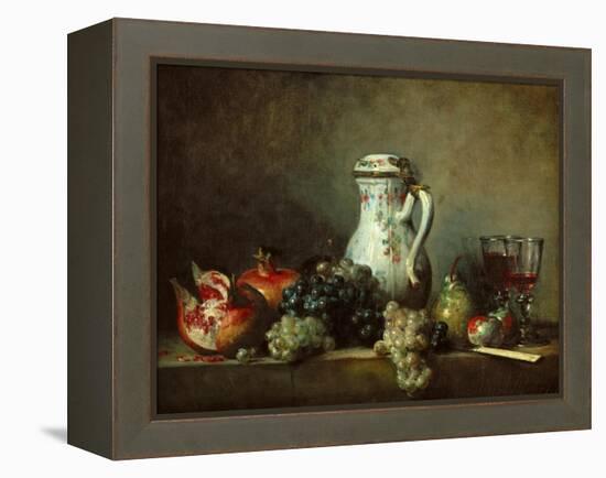 Grapes and Pomegranates-Jean-Baptiste Simeon Chardin-Framed Premier Image Canvas