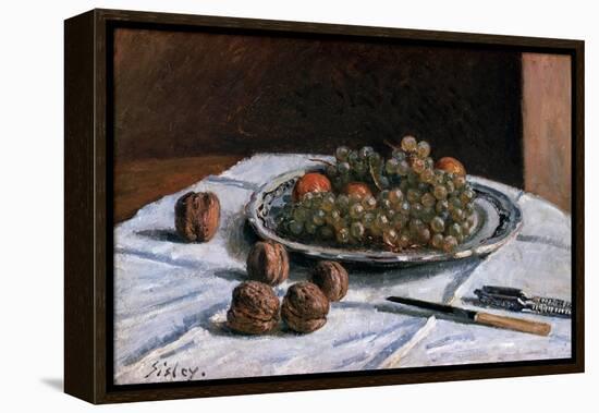 Grapes and Walnuts-Alfred Sisley-Framed Premier Image Canvas