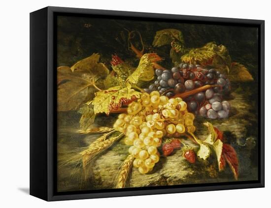 Grapes, Bearded Wheat and Strawberries on a Rocky Ledge-Saint-Jean Simon-Framed Premier Image Canvas