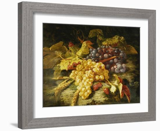 Grapes, Bearded Wheat and Strawberries on a Rocky Ledge-Saint-Jean Simon-Framed Giclee Print