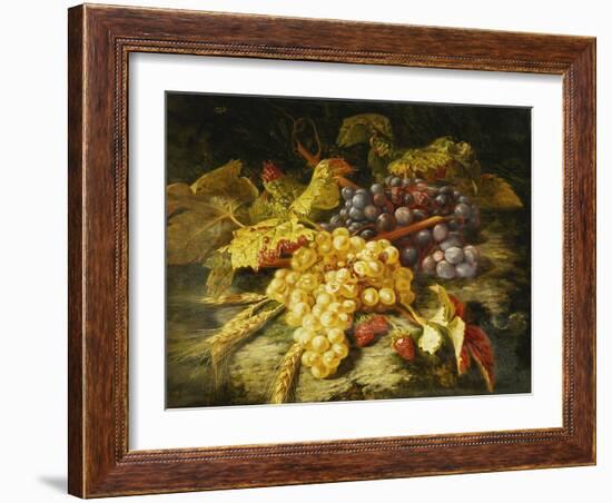 Grapes, Bearded Wheat and Strawberries on a Rocky Ledge-Saint-Jean Simon-Framed Giclee Print